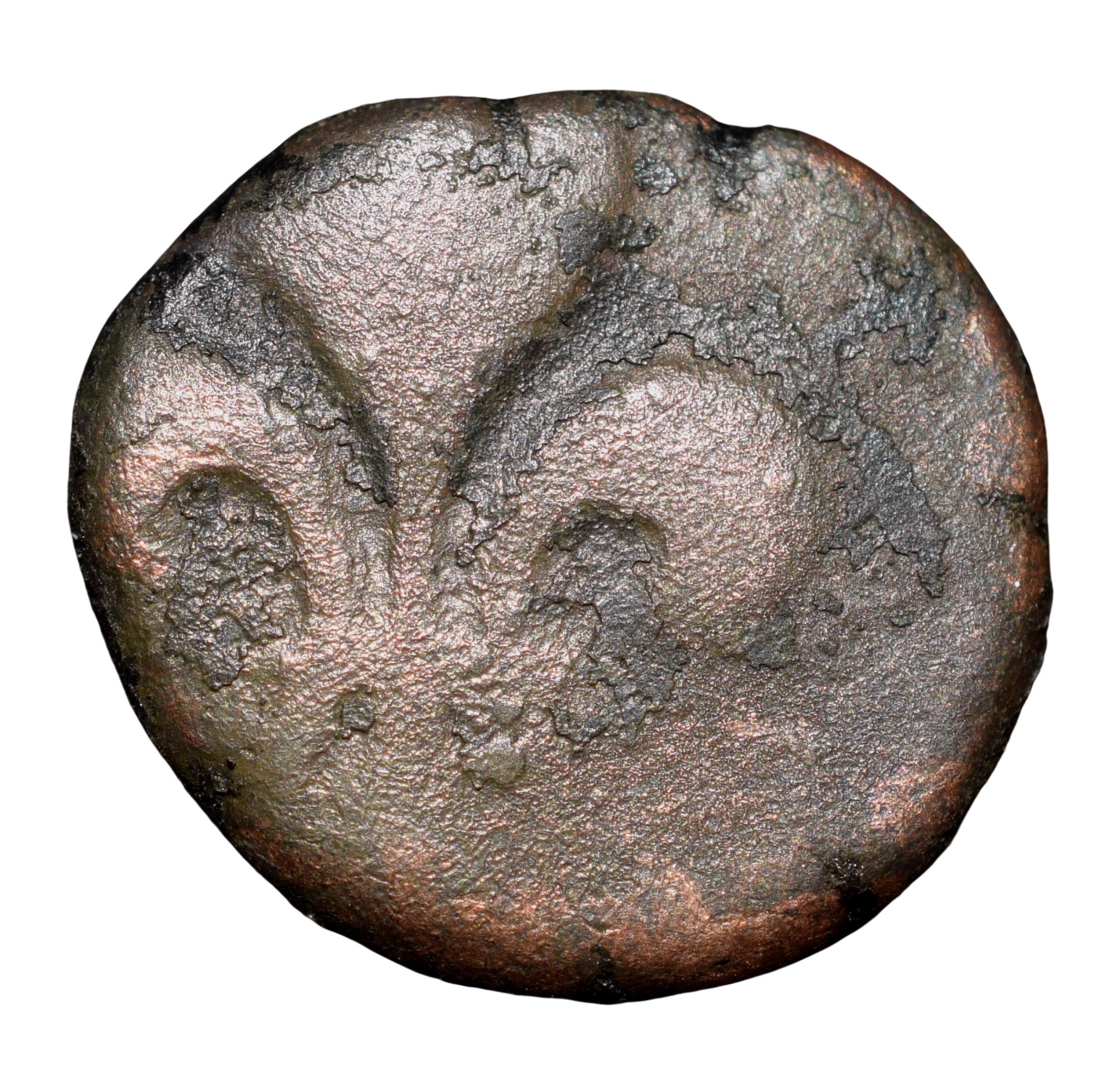 Copper Doudou of INDO-FRENCH (AD 1720-1835) with Fleur-de-lis