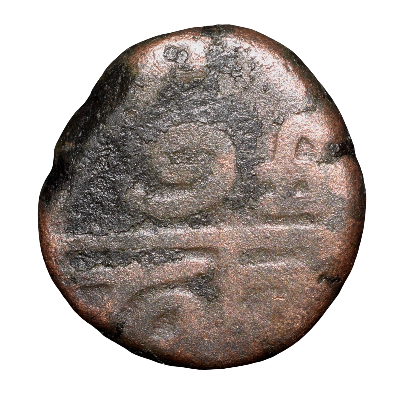 Copper Doudou of INDO-FRENCH (AD 1720-1835) with Fleur-de-lis