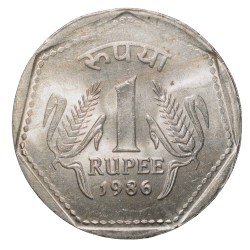 Copper-Nickel 1 Rupee of Republic India (AD 1986) of Calcutta Mint Security Edge Scarce
