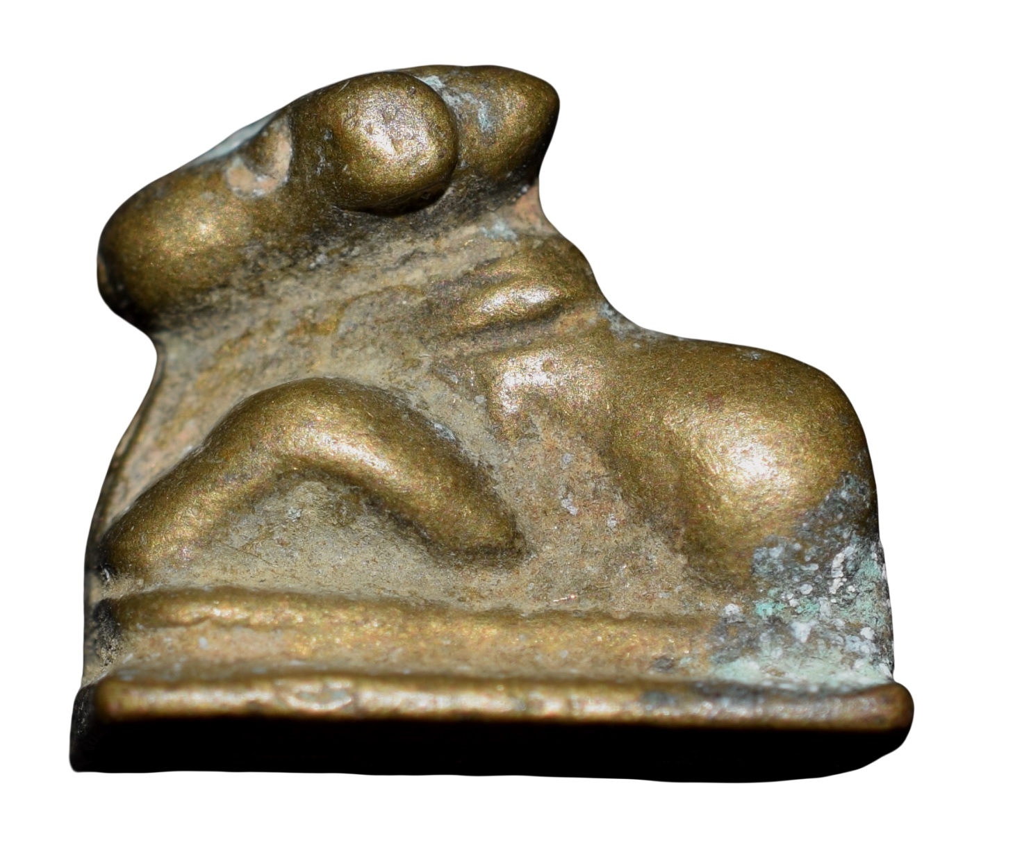 Antique Brass Seated Nandi (18th - 19th Cen. AD)