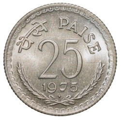 Copper-Nickel 25 Paise of Republic India (AD 1987) of Bombay Mint UNC Grade