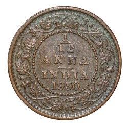 Alternative view of Bronze 1/12 Anna of George V (AD 1930) of Calcutta Mint Scarce