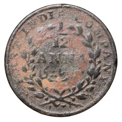 Alternative view of Copper 1/12 Anna of William IIII - East India Company (AD1835) Rare