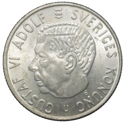 Copper-Nickel 2 Kroner of Gustaf VI Adolf (AD 1968) of Sweden Country Large Size