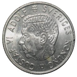 Alternative view of Copper-Nickel 2 Kroner of Gustaf VI Adolf (AD 1971) of Sweden Country Large Size