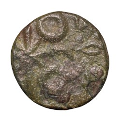 Alternative view of Potin Coin of Satavahana Dynasty(100 BC) from Nashik Elephant, Sacred Kumbha/Tree-Ujjaini