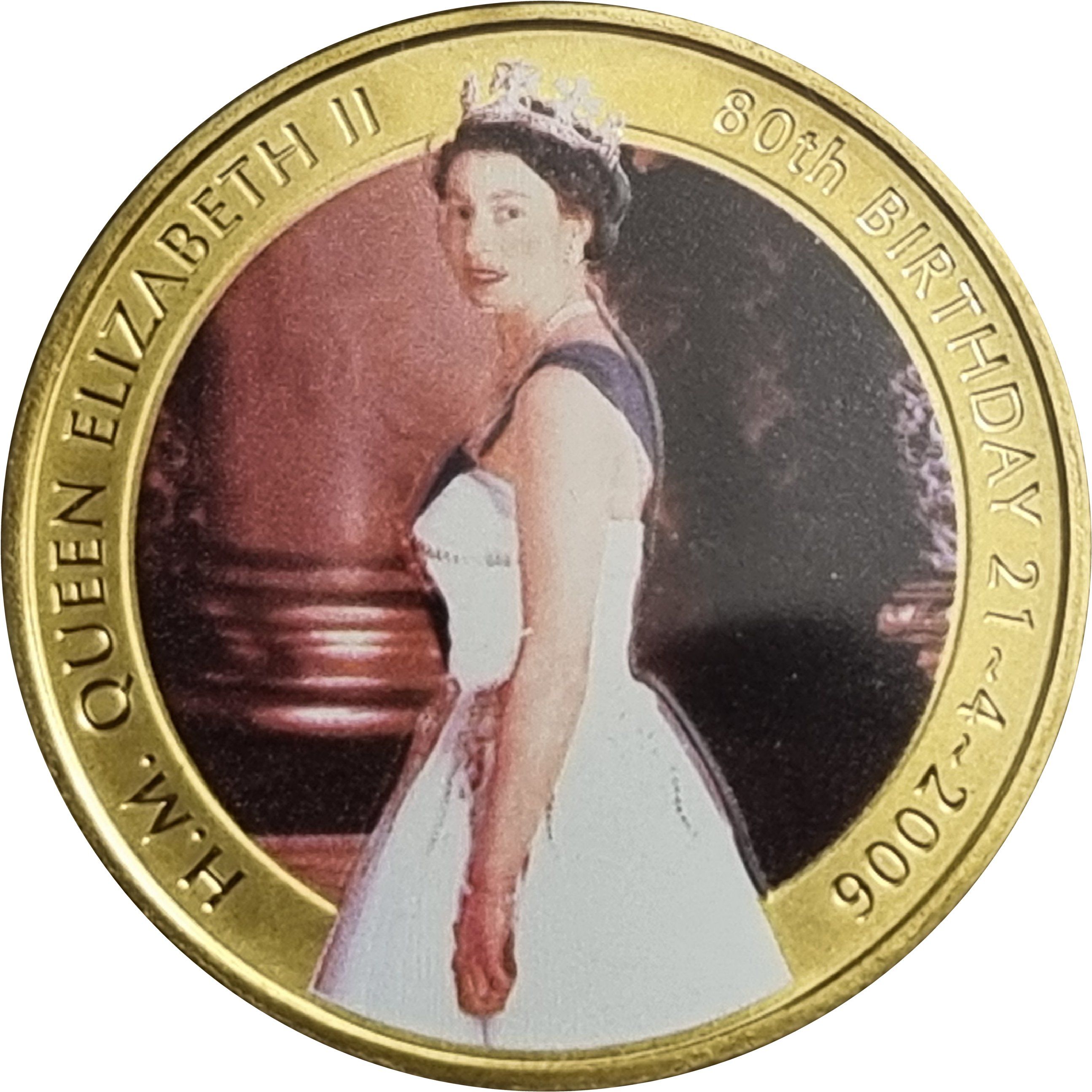 Australia 50 Cents 2006 - Elizabeth II 4th Portrait - 80th Birthday Queen Elizabeth II Rare The Perth Mint Australia UNC Colored Coin with Beautiful Cover