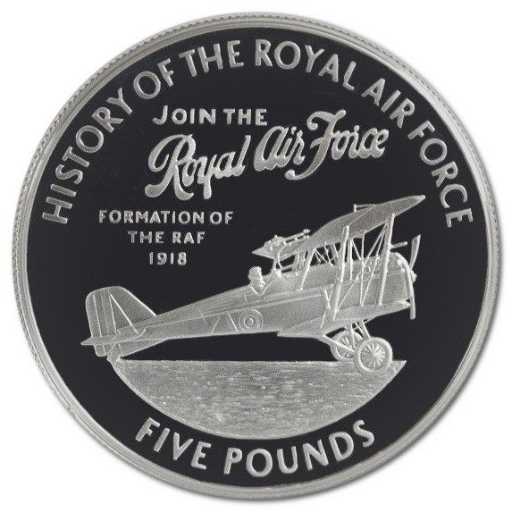 Guernsey 5 Pounds 2008 - Elizabeth II Formation of RAF Rare Coin (First Day Cover with Stamp)