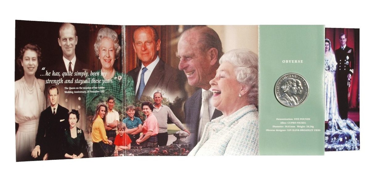 2007 Diamond Wedding Crown, Five Pounds Brilliant Special Issue Royal Mint Proof Set with Beautiful Certificate