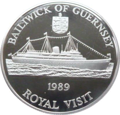 Guernsey 2 Pounds 1989 - Elizabeth II Royal Visit Rare Coin ( First Day Cover with Stamp )