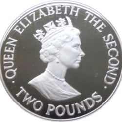 Alternative view of Guernsey 2 Pounds 1989 - Elizabeth II Royal Visit Rare Coin ( First Day Cover with Stamp )