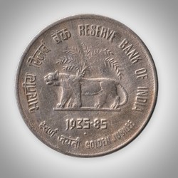 Rare 50 Paise 1985 Reserve Bank of India Golden Jubilee Republic India Commemorative Coin # A010