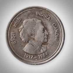 Rare 50 Paise Indira Gandhi 1917-1984 Commemorative Coinage Republic of India Coin # A011