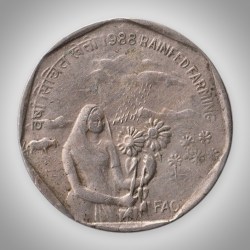 Rare 1 Rupee 1988 Rainfed Farming FAO Commemorative Republic of India Coinage India Coin # A014