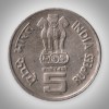 Rare 5 Rupees 1994 ILO World of Work Noida Mint Republic of India Commemorative Coin # A029 - Image 2