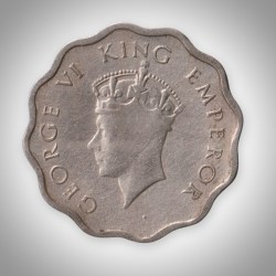 Alternative view of Rare 1 Anna 1939 George VI King Emperor Calcutta Mint British India Coin # A039