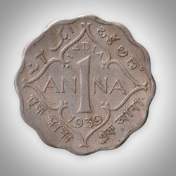 Rare 1 Anna 1939 George VI King Emperor Calcutta Mint British India Coin # A039