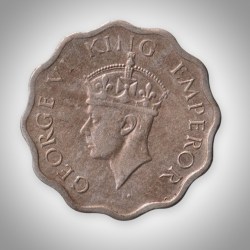 Alternative view of Rare 1 Anna 1940 George VI King Emperor Calcutta Mint British India Coin # A040