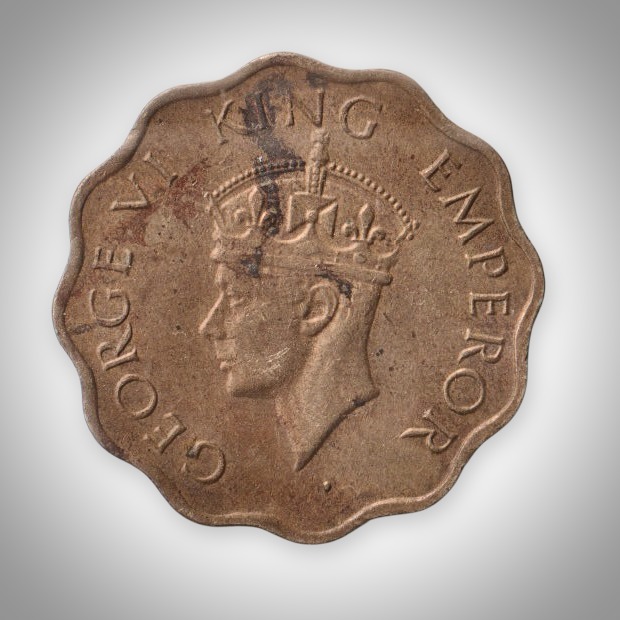 Rare 1 Anna 1943 King George VI Calcutta Mint British India Coin # A042