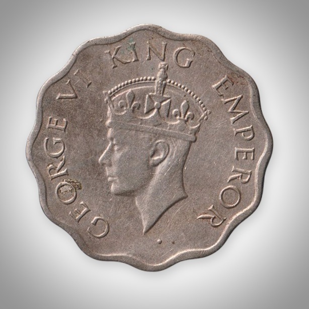 Rare 1 Anna 1946 King George VI Calcutta Mint Nickel Brass British India Coinage Coin # A043