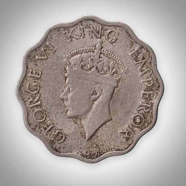 Rare 1 Anna 1947 King George VI Calcutta Mint British India Coinage Coin # A044