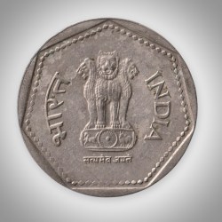 Alternative view of Rare 1 Rupee 1989 Republic India Noida Mint Coinage India Coin # A048