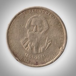 Rare 5 Rupees 2011 Rabindranath Tagore 150th Birth Anniversary Republic of India Coin # A058