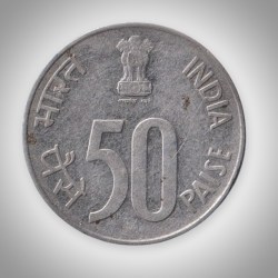 Alternative view of Rare 50 Paise 1988 Map Parliament House Republic India Noida Mint Coinage India Coin # A064