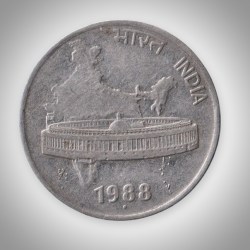 Rare 50 Paise 1988 Map Parliament House Republic India Noida Mint Coinage India Coin # A064