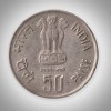 Rare 50 Paise 1986 Fisheries FAO Republic of India Hyderabad Mint Coinage India Coin # A100 - Image 2