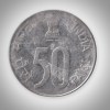 Rare 50 Paise 1990 Parliament House Clipped Planchet Error Noida Mint Republic India Coin # A101 - Image 2