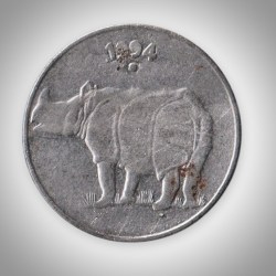 Rare 25 Paise 1994 Rhinoceros Series Noida Mint Republic of India Coin # A107