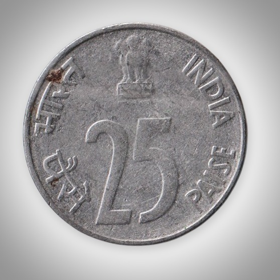 Rare 25 Paise 1996 Rhinoceros Series Noida Mint Republic India Coin # A108