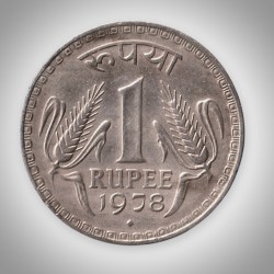 Rare 1 Rupee 1978 Republic India Bombay Mint Coinage India Coin # A114