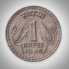 Rare 1 Rupee 1980 Republic India Bombay Mint Coinage India Coin # A116