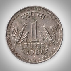 Rare 1 Rupee 1981 Republic India Bombay Mint Coinage India Coin # A117