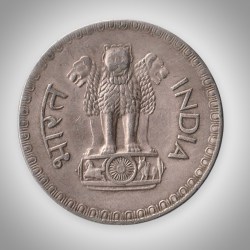 Alternative view of Rare 1 Rupee 1978 Wheat Ears Series Calcutta Mint Coinage of Republic India Coin # A123