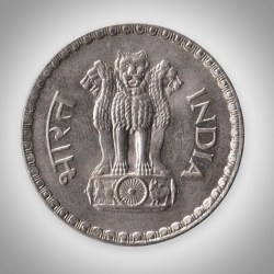 Alternative view of Rare 1 Rupee 1979 Republic of India Calcutta Mint Coinage India Coin # A124