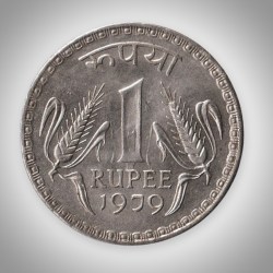Rare 1 Rupee 1979 Republic of India Calcutta Mint Coinage India Coin # A124