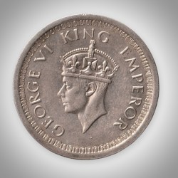 Alternative view of Rare 1 Rupee 1944 King George VI Lahore Mint British India Silver Coin # A170