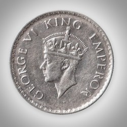 Alternative view of Super Rare 1 Rupee 1938 King George VI Bombay Mint British India Silver Coin # A171