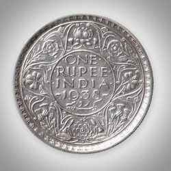 Super Rare 1 Rupee 1938 King George VI Bombay Mint British India Silver Coin # A171