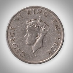 Alternative view of Rare Half Rupee 1947 King George VI Tiger Type Bombay Mint British India Coin # A180