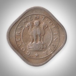 Alternative view of Rare Half Anna 1954 Humped Bull Calcutta Mint Anna Series Republic India Coin # A184