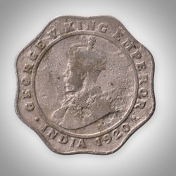 Rare 4 Annas 1920 King George V Bombay Mint British India Coin # A190