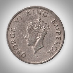Alternative view of Rare Half Rupee 1946 George VI King Emperor Bombay Mint British India Coin # A195