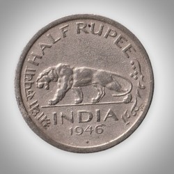 Rare Half Rupee 1946 George VI King Emperor Bombay Mint British India Coin # A195