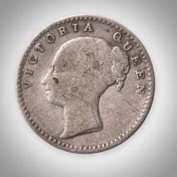 Rare 1/4 Rupee 1840 Queen Victoria East Calcutta Mint India Company British India Silver Coin # A199