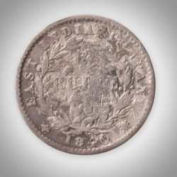 Alternative view of Rare Quarter Rupee 1840 Queen Victoria East Calcutta Mint India Company Silver Coinage British India Coin # A201