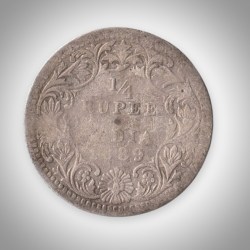 Rare 1/4 Rupee 1889 Queen Victoria Empress Calcutta Mint British India Silver Coin # A203